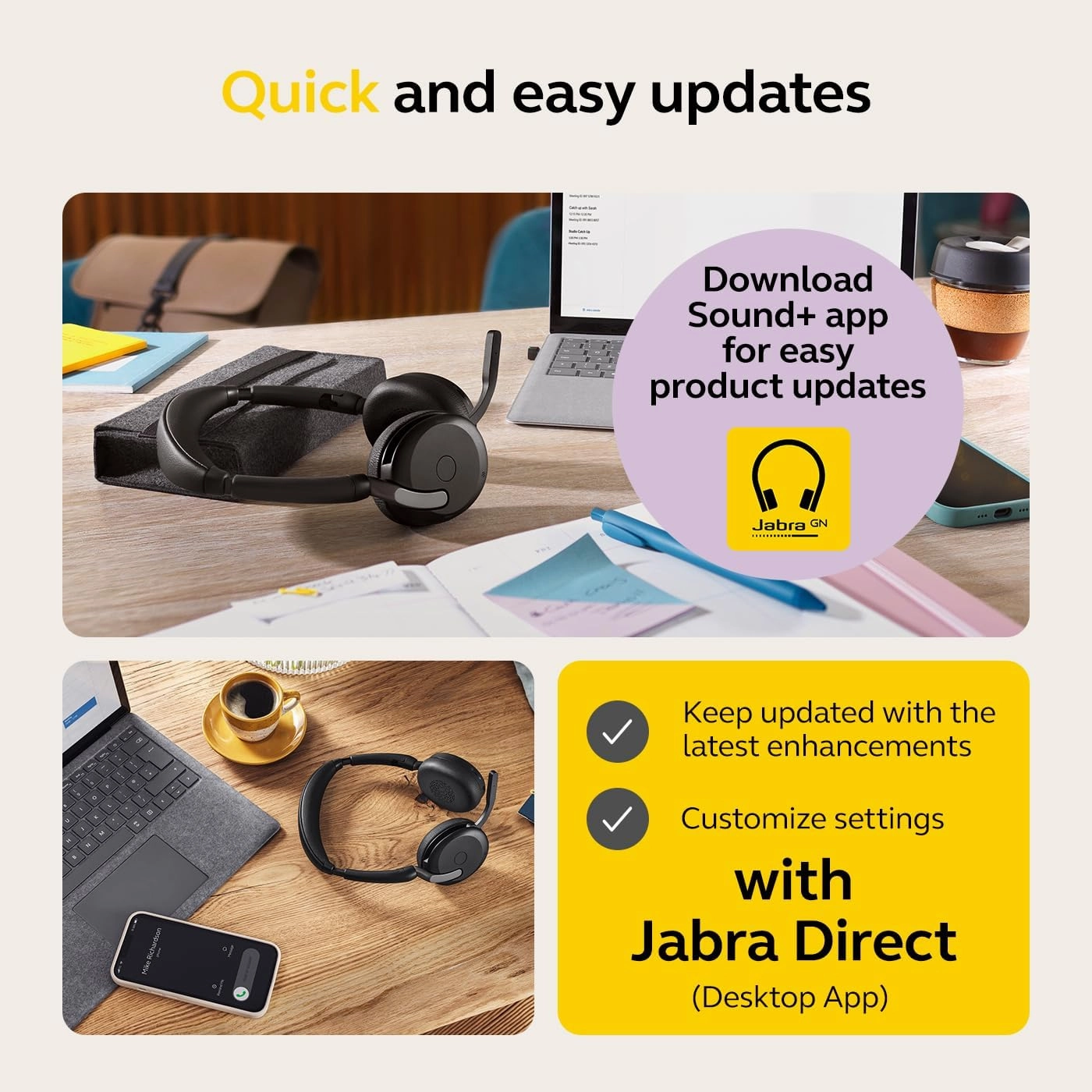 Jabra Evolve2 65 Flex Wireless Stereo Headset - Bluetooth, Noise-Cancelling ClearVoice Technology & Hybrid ANC - Works with All Leading UC Platforms Such As Zoom & Google Meet - Black
