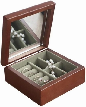 Jewellery Box Jewellery Storage Solid Wood Jewelry Box with Mirror Small Portable Travel Jewelry Organizer