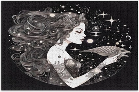 Jigsaw Puzzle Mermaid with Stars Fish Puzzles 500 Piece Christmas Family Games