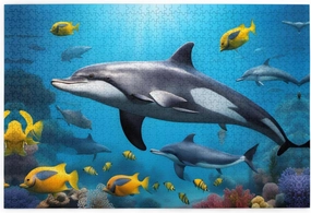 Jigsaw Puzzles1000 Piece Whjshop Underwater World Fish Dolphi Printing Educational Intellectual Wooden Puzzles, Fun Puzzles, Stress Relieving Game