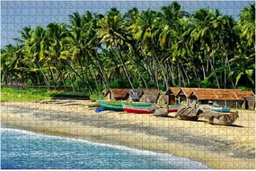 Jigsaw Puzzles 500 Pieces for Adults Kids - Fishing village Goa Large Puzzles Pieces Fit Together Educational Intellectual Fun Game