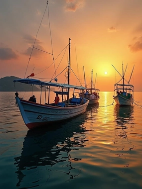 Jigsaw Puzzles for Adults Sunset Fishing Boats Thailand Wooden Puzzle Gift Family Games Kids Children DIY Toys 500 Pieces
