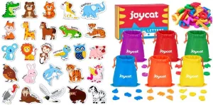 JoyCat Wooden Magnets for Kids – 26 Cute A-Z Animals Fridge Magnets for Toddlers   Rainbow Plastic Letters Magnets Set for Kindergarten Classroom (Set of 6)