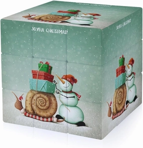 Joyful Christmas Snail Snowman Full Printing 3x3 Fidget Cube Stress Relief Magic Speed Cube for Adults