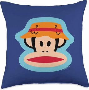 Julius The Monkey Fishing Hat Throw Pillow