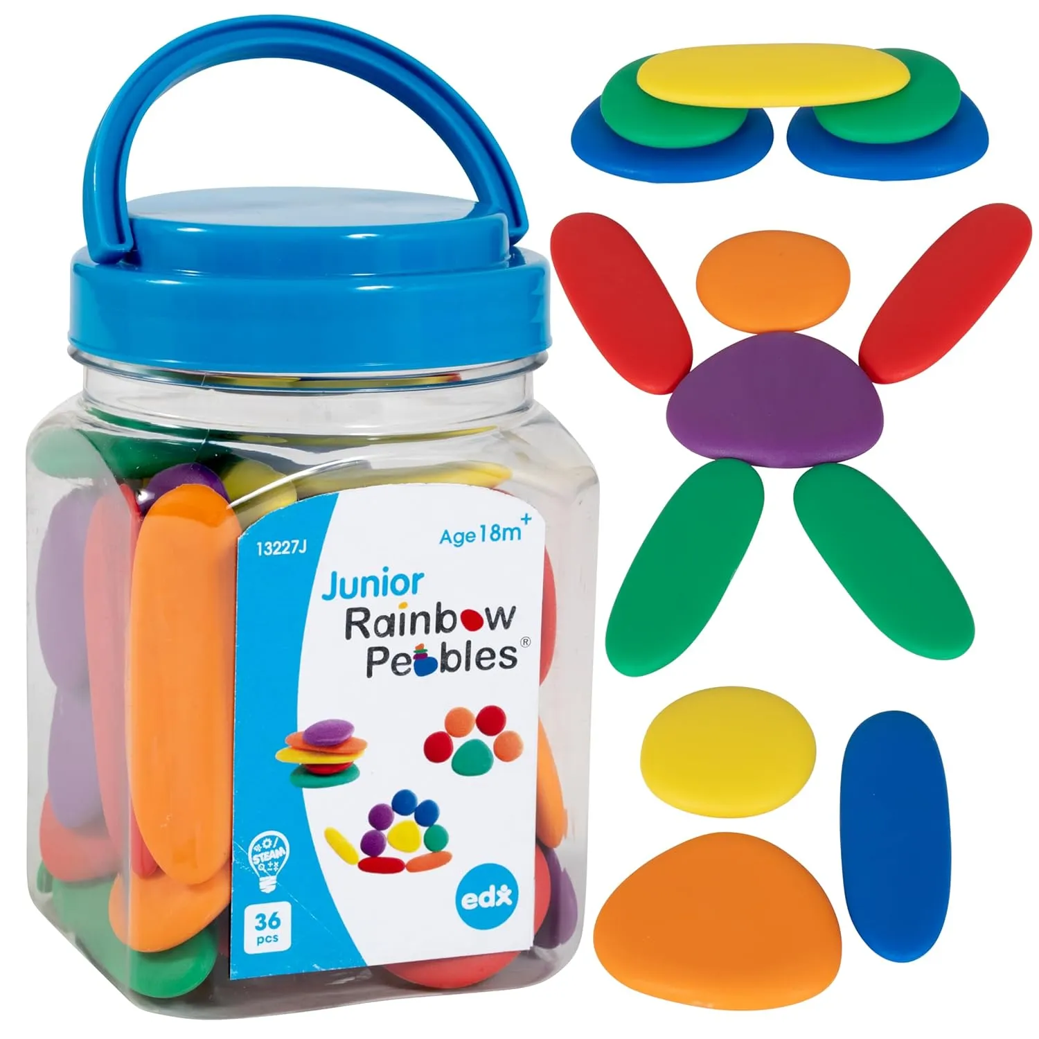 Junior - Mini Jar - Ages 18m  - The Original Sorting and Stacking Stones - First Counting and Sorting Toy