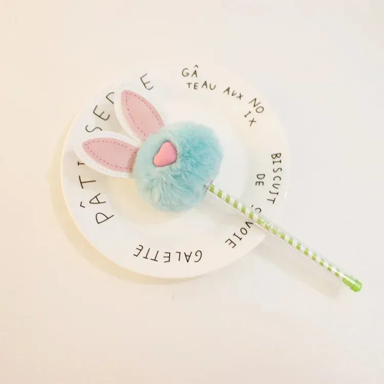 Kawaii Bunny Plush Gel Pen 🐰✨ | Adorable Fluffy Rabbit Stationery for School & Office 🌸💖