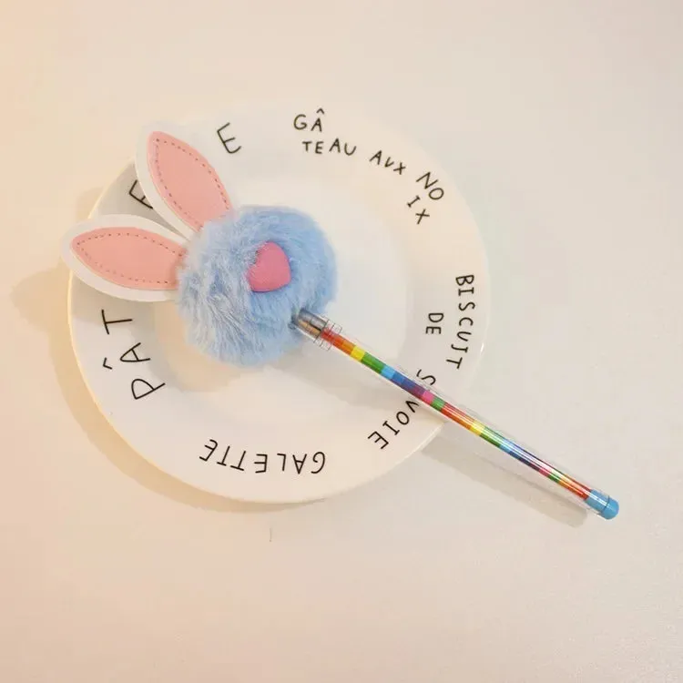 Kawaii Bunny Plush Gel Pen 🐰✨ | Adorable Fluffy Rabbit Stationery for School & Office 🌸💖