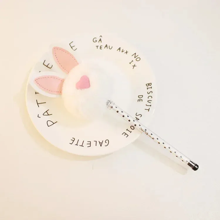 Kawaii Bunny Plush Gel Pen 🐰✨ | Adorable Fluffy Rabbit Stationery for School & Office 🌸💖