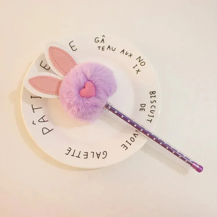 Kawaii Bunny Plush Gel Pen 🐰✨ | Adorable Fluffy Rabbit Stationery for School & Office 🌸💖