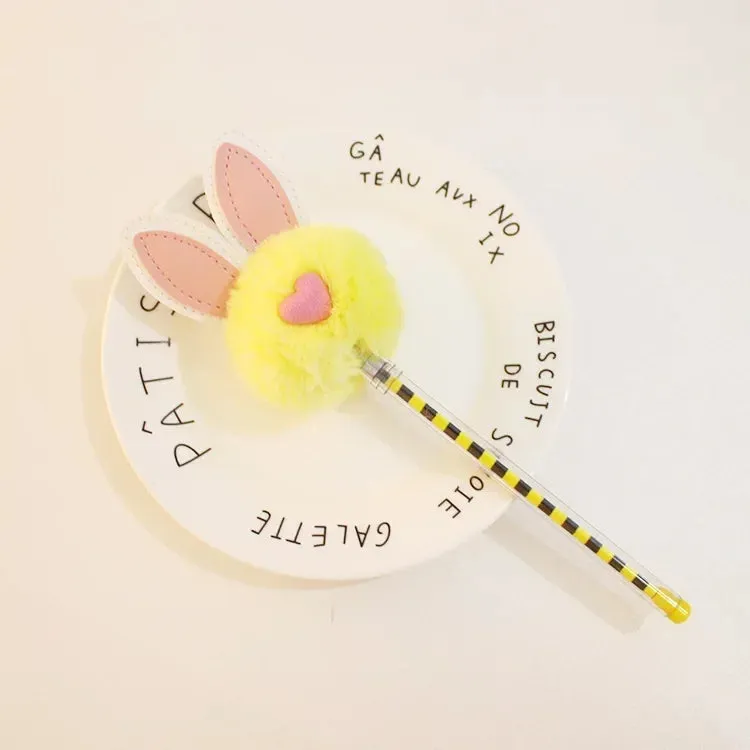 Kawaii Bunny Plush Gel Pen 🐰✨ | Adorable Fluffy Rabbit Stationery for School & Office 🌸💖