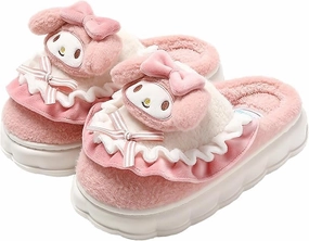 Kawaii Anime women cotton slippers Cute plush slippers silent and warm indoor home shoes