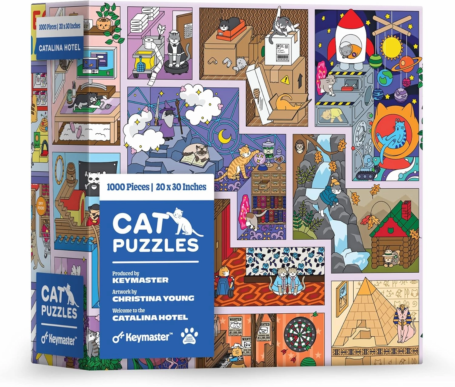 Keymaster Puzzles | Premium 1000 Piece Puzzles | for Space, cat, and Puzzle Lovers | 20 x 30 in (Catalina Hotel)