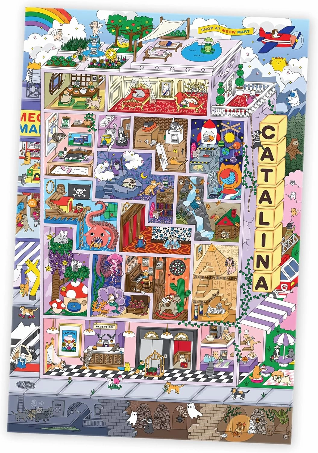 Keymaster Puzzles | Premium 1000 Piece Puzzles | for Space, cat, and Puzzle Lovers | 20 x 30 in (Catalina Hotel)