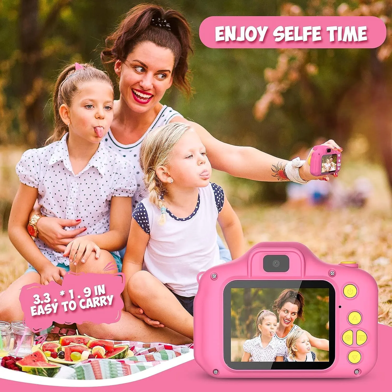 Kids Camera,Christmas Birthday Gifts for Girls Age 3-9, HD Digital Video Cameras for Toddler Portable Toys for 3 4 5 6 7 8 Year Old Girl 32GB