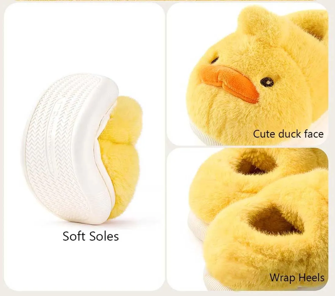 Kids Cute Plush Duck Slippers Indoor House Slippers Warm Winter Shoes