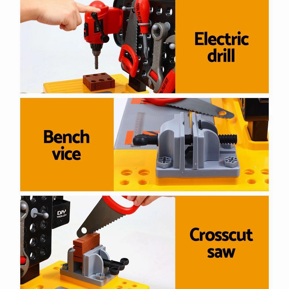 Kids Pretend Play Set Workbench Tools 54pcs Builder Work Childrens Toys