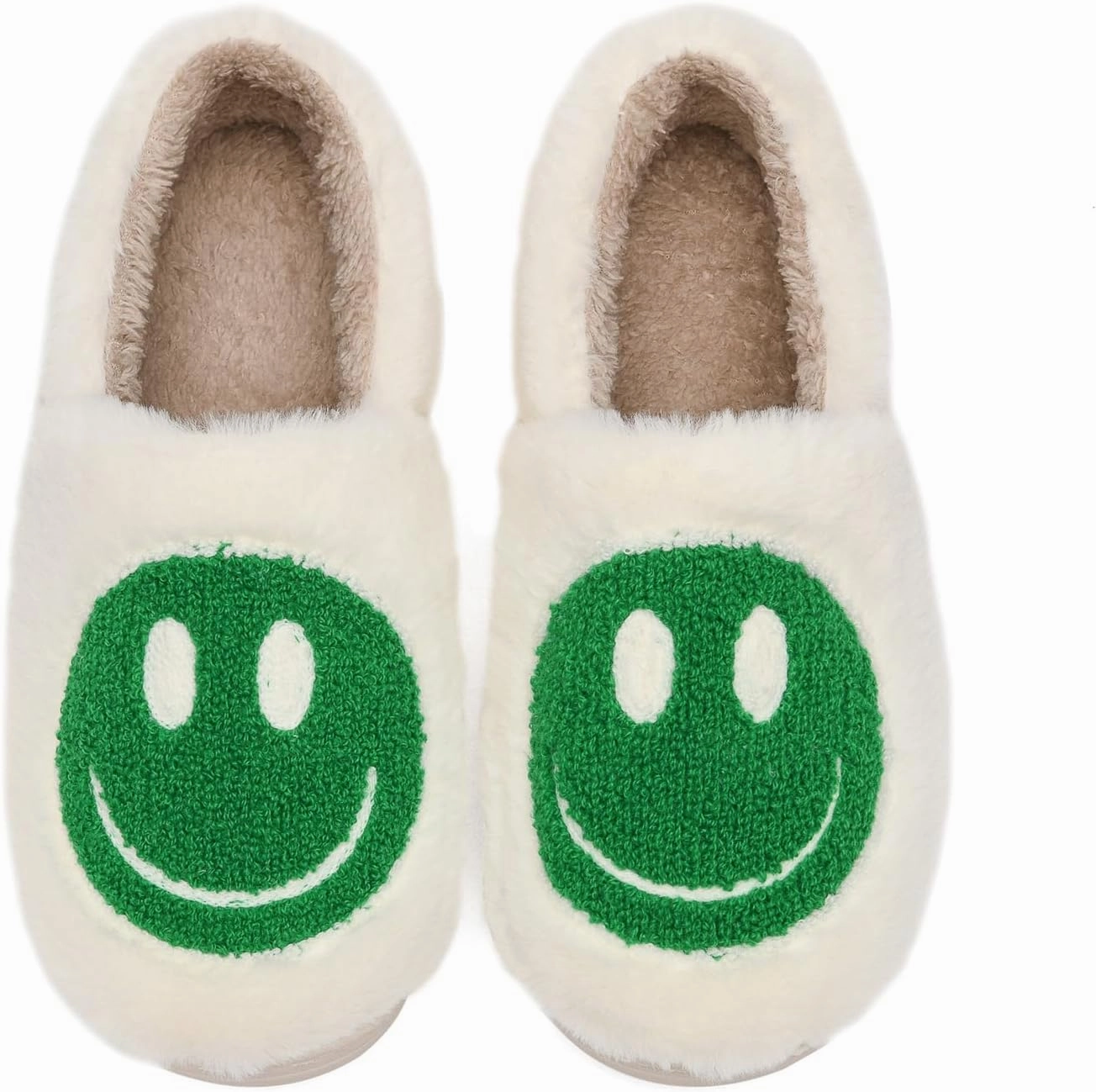 Kids Smile Face Slippers for Boys Girls, Cute Plush Fuzzy Toddler Infant Happy Face Slippers, Indoor Outdoor Non-slip Robber Sole with Memory Foam Warm Pillow House Shoes