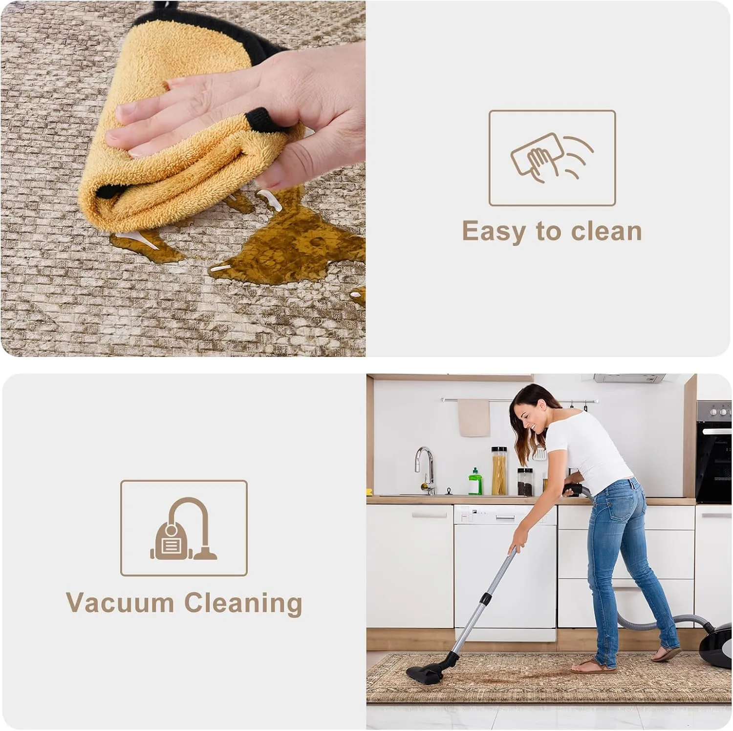 KIMODE Anti Fatigue Kitchen Mat, Boho Distressed Kitchen Rugs Sets of 2, Non Slip Kitchen Mat for Floor, Cushioned Comfort Standing Mat for Sink, Laundry, Office, Desk 17"x47" 17"x29"