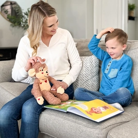 Kinetic Dandelions® Tapping Buddy Monkey Bandar with Hearts on EFT Tapping Points - Emotional Freedom Technique - Adorable Character from Children's Book Tapping Your Way to a Great Big Smile!