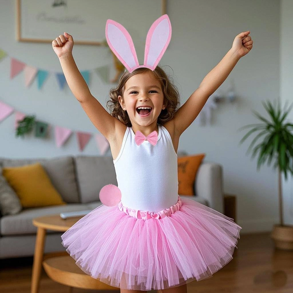 Kirei Sui Funny Kids Bunny Rabbit Hare Costume Set Ears Headband & Tutu Halloween Dress Up Cosplay for Girls