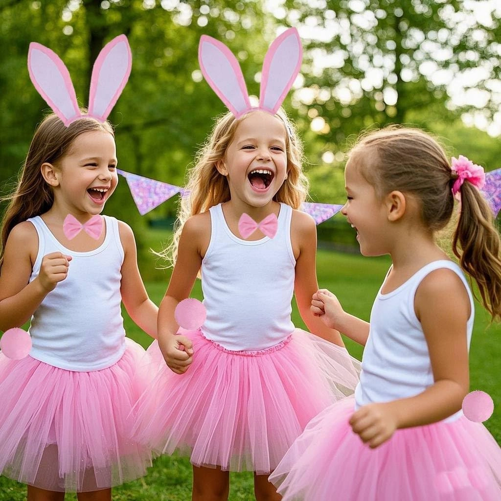 Kirei Sui Funny Kids Bunny Rabbit Hare Costume Set Ears Headband & Tutu Halloween Dress Up Cosplay for Girls