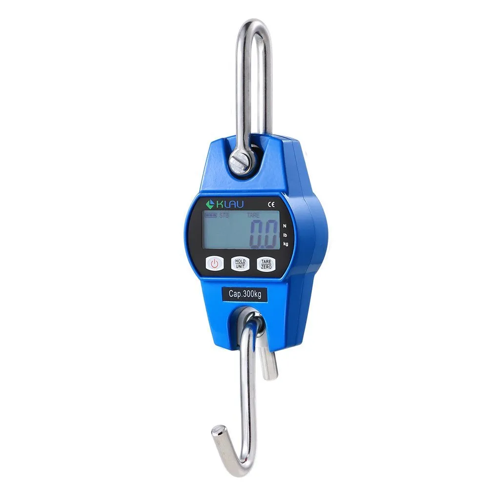 Klau Mini Weighing 300 kg / 600 lb OCS-L Industrial Crane Scale Digital Hanging Scale Blue for Indoor Farm Factory Outdoor