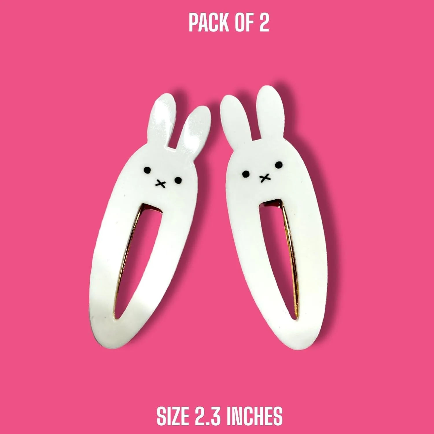 KOZUKI Cute Bunny Hair Clip, Pack of 2, Japanese Anime Style, Large, White, Female