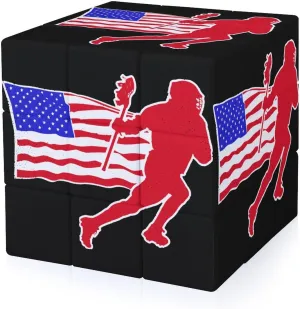 Lacrosse Player U.S. Flag Adults 3x3x3 Color-Matching Smooth Fully Printed Cube Gift