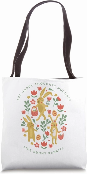 Let Happy Thoughts Multiply Cute Inspirational Spring Easter Tote Bag