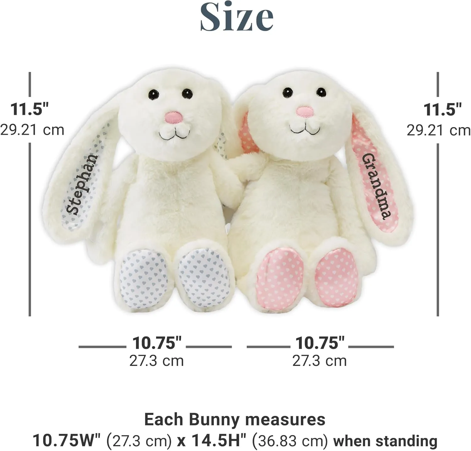 Let's Make Memories Personalized Hugging Plush Bunnies - Easter Bunny Stuffed Animal for Kids - Valentines Day - Birthday - for Boy - for Girl - Te Quiero - Familia - I Love You - Family - Bunnies