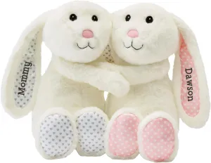 Let's Make Memories Personalized Hugging Plush Bunnies - Easter Bunny Stuffed Animal for Kids - Valentines Day - Birthday - for Boy - for Girl - Te Quiero - Familia - I Love You - Family - Bunnies