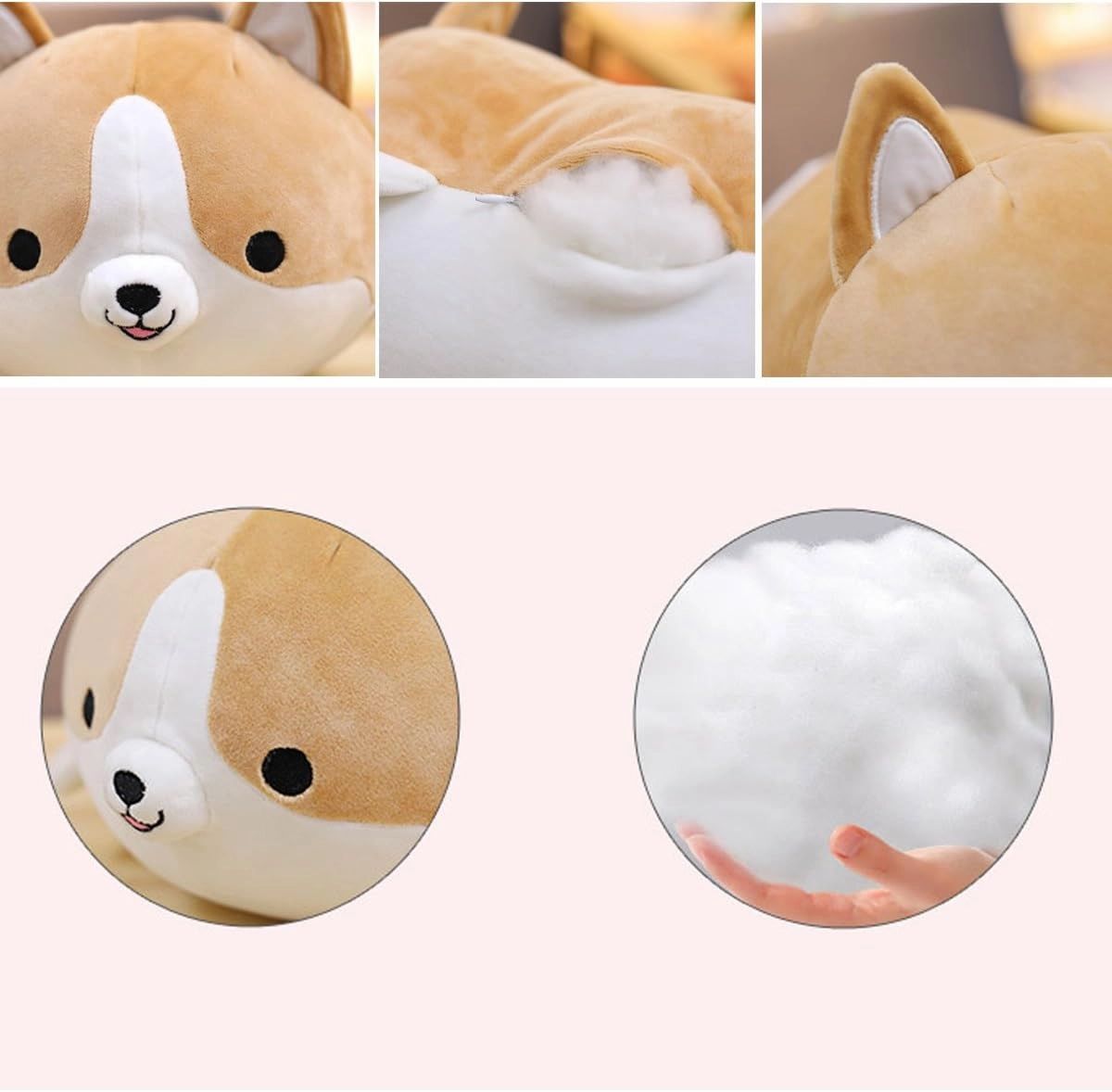 Levenkeness Corgi Dog Plush Pillow, Soft Cute Shiba Inu Akita Stuffed Animals Toy Gifts (Yellow, 11.8 in)