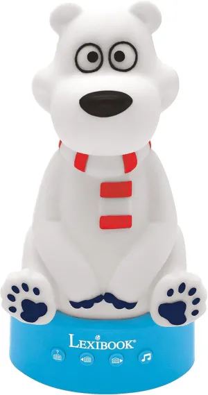 Lexibook Lighted Teddy Bear Storyteller Nightlight, 30 Stories in English, White, STN01ANXEN