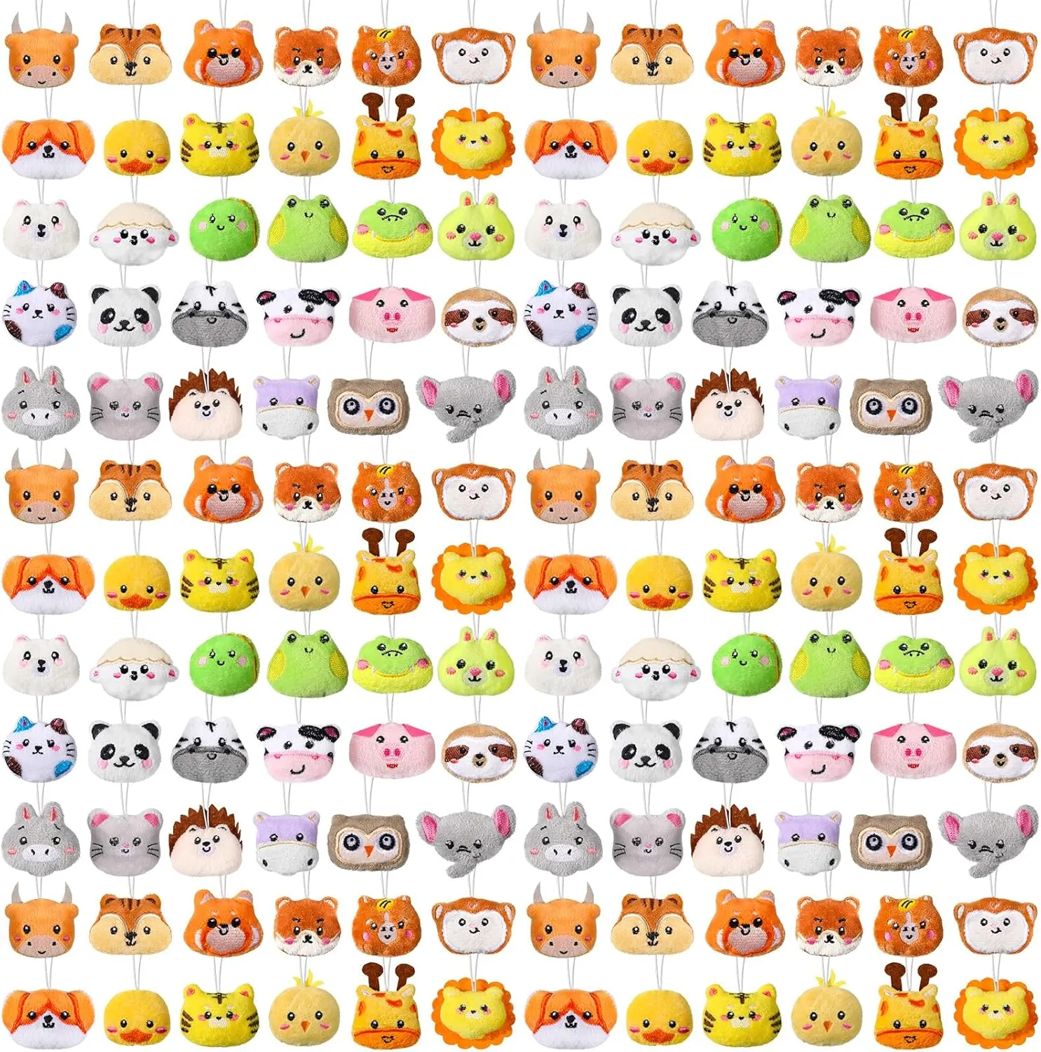 Libima 150 Pcs Mini Stuffed Animals Sea Animal Fruit Plush Keychain Set for Carnival Birthday Classroom Prizes Decoration for Clothes (Jungle Animals)