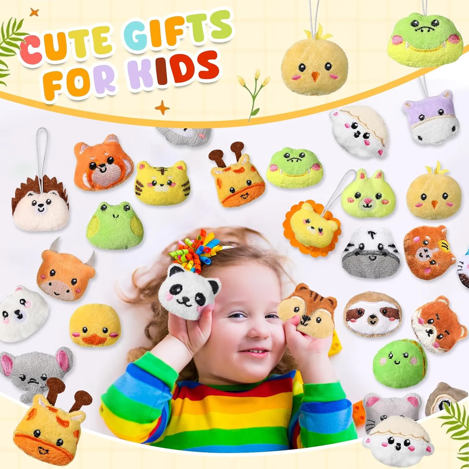 Libima 150 Pcs Mini Stuffed Animals Sea Animal Fruit Plush Keychain Set for Carnival Birthday Classroom Prizes Decoration for Clothes (Jungle Animals)