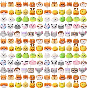 Libima 150 Pcs Mini Stuffed Animals Sea Animal Fruit Plush Keychain Set for Carnival Birthday Classroom Prizes Decoration for Clothes (Jungle Animals)
