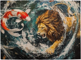 Lion and Fish Jigsaw Puzzle 500 Piece for Adults & Kids, Wall Hanging Puzzles Intellectual Decompressing Fun Family Game Large Puzzle Game Toys Gifts