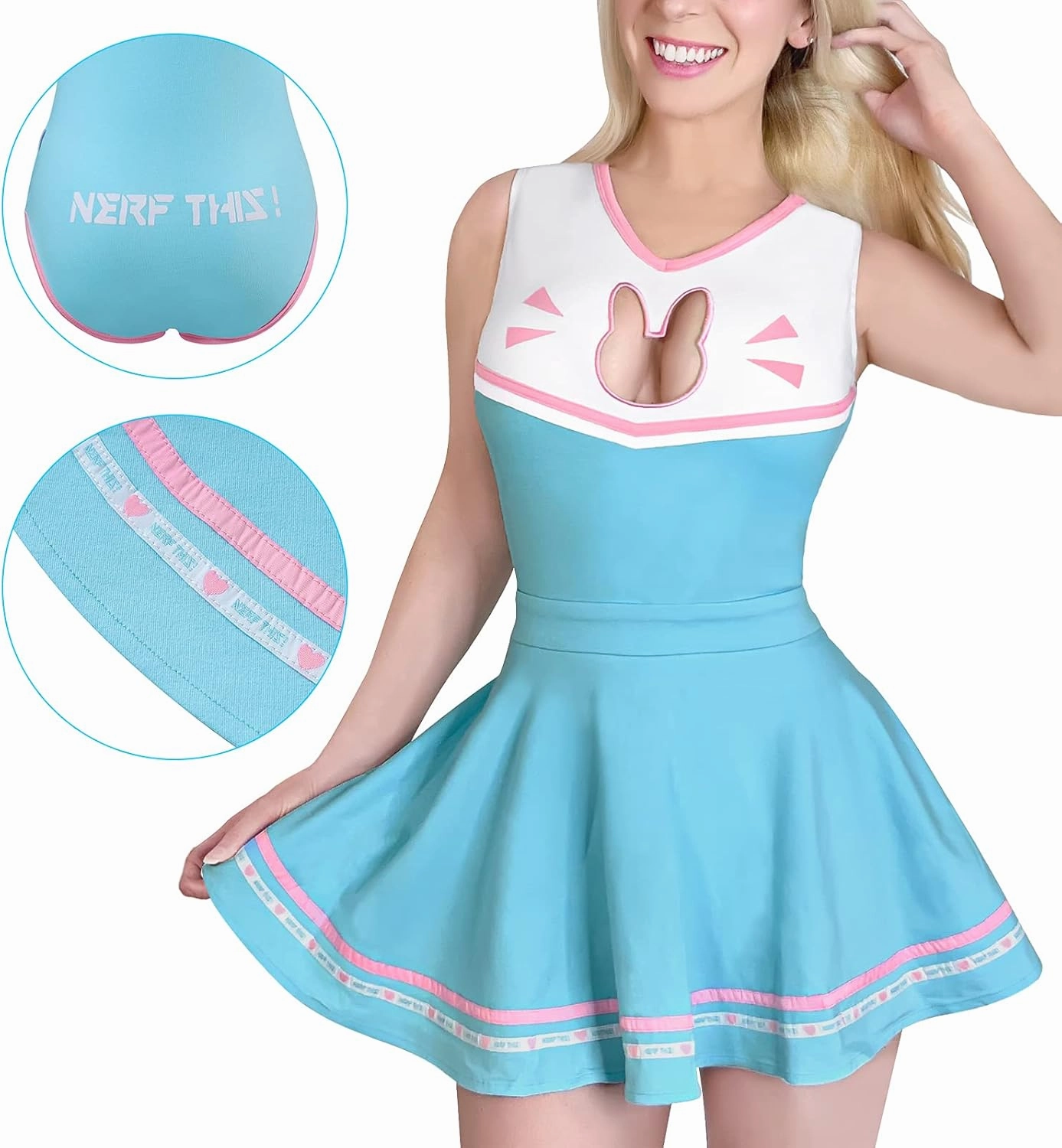 Littleforbig Cotton Romper Onesie Pajamas Bodysuit - Cosplay Bunnywatch Skirt Set