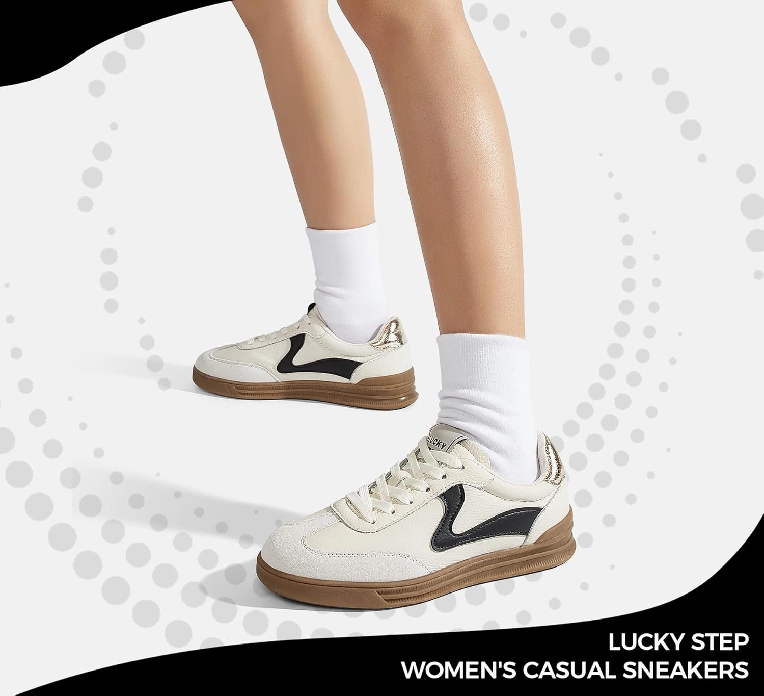 LUCKY STEP Women's Retro Fashion Sneakers Classic Cute Casual Trainers Trendy Footwear Lace up Tennis Walking Skate Shoes