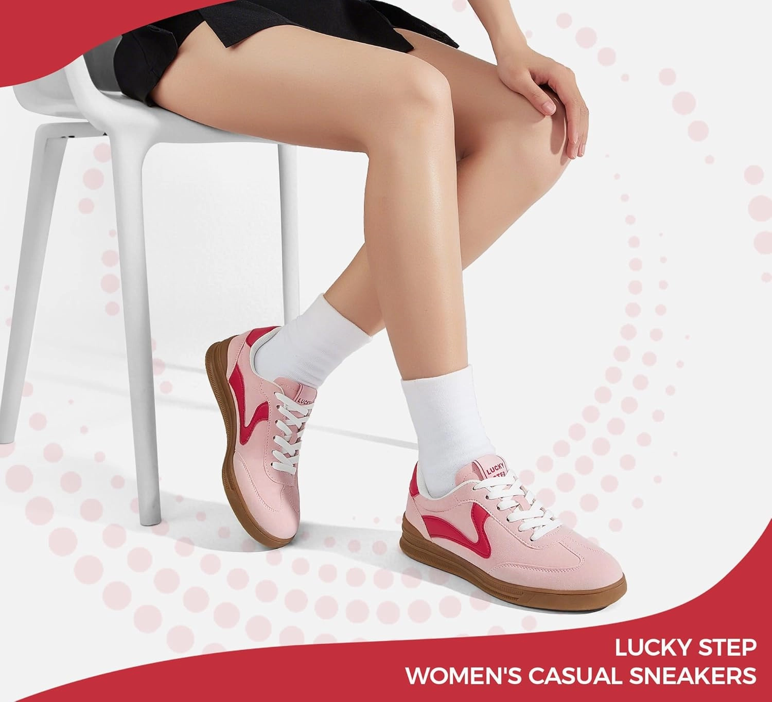 LUCKY STEP Women's Retro Fashion Sneakers Classic Cute Casual Trainers Trendy Footwear Lace up Tennis Walking Skate Shoes