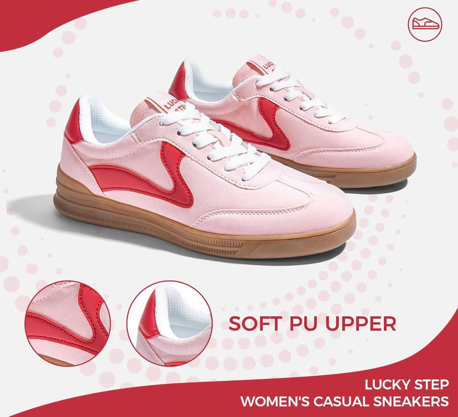 LUCKY STEP Women's Retro Fashion Sneakers Classic Cute Casual Trainers Trendy Footwear Lace up Tennis Walking Skate Shoes
