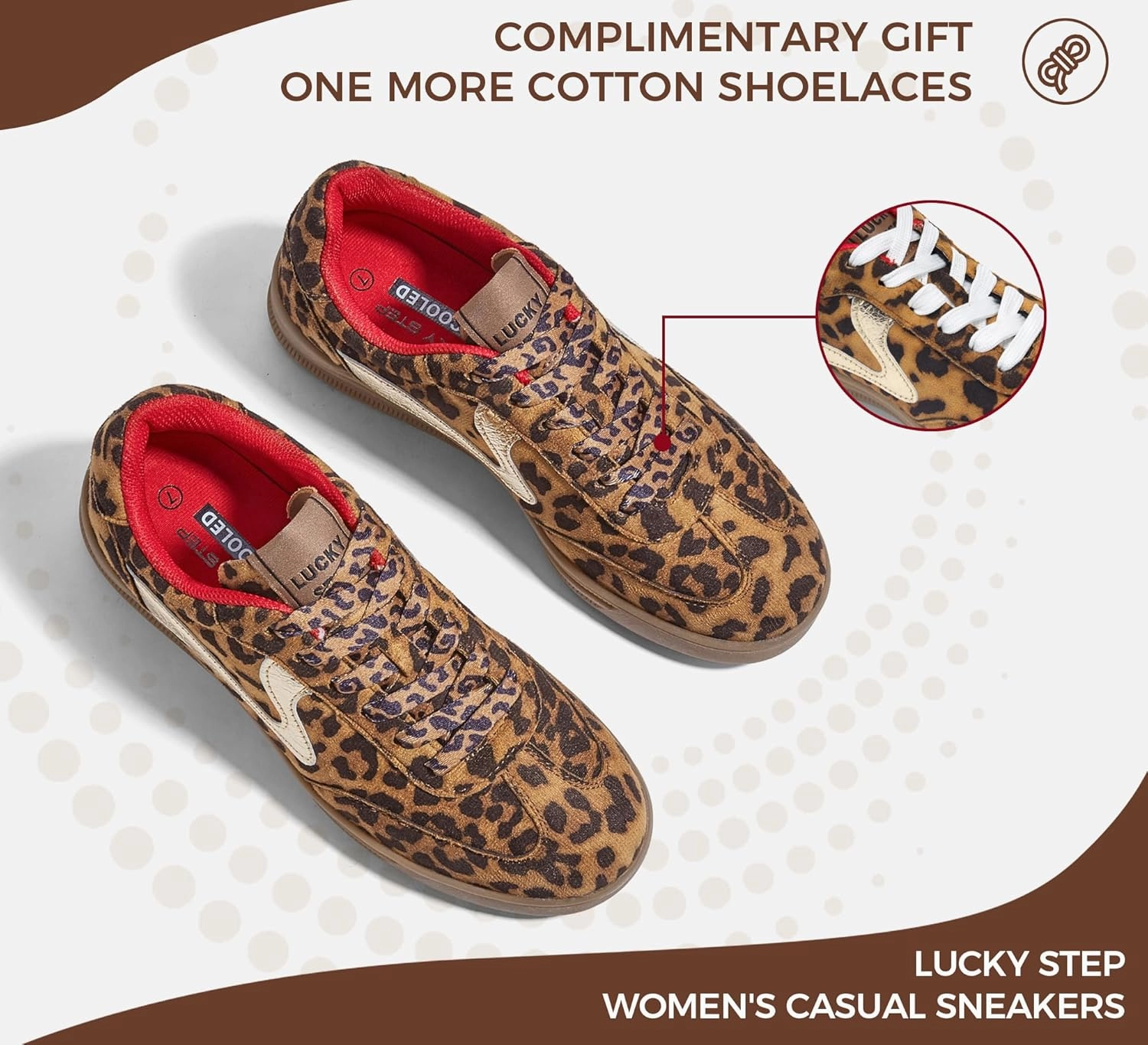 LUCKY STEP Women's Retro Fashion Sneakers Classic Cute Casual Trainers Trendy Footwear Lace up Tennis Walking Skate Shoes