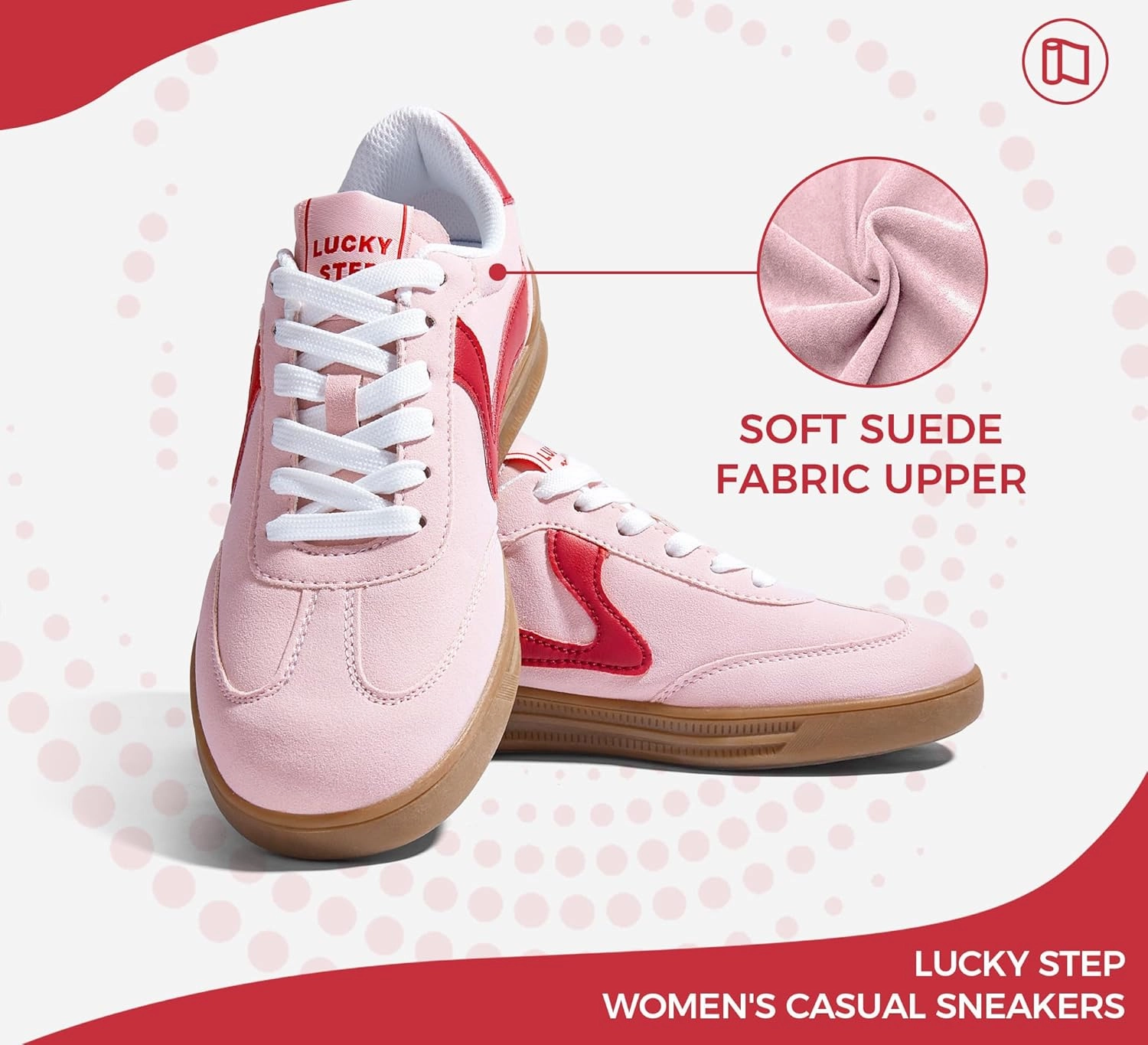 LUCKY STEP Women's Retro Fashion Sneakers Classic Cute Casual Trainers Trendy Footwear Lace up Tennis Walking Skate Shoes