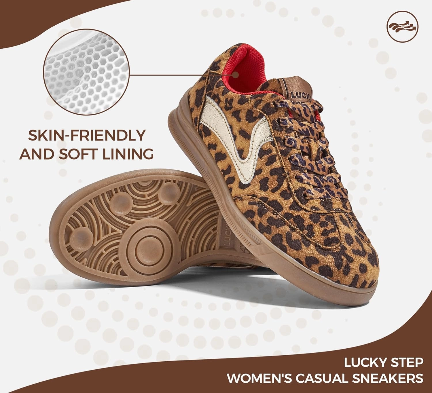 LUCKY STEP Women's Retro Fashion Sneakers Classic Cute Casual Trainers Trendy Footwear Lace up Tennis Walking Skate Shoes