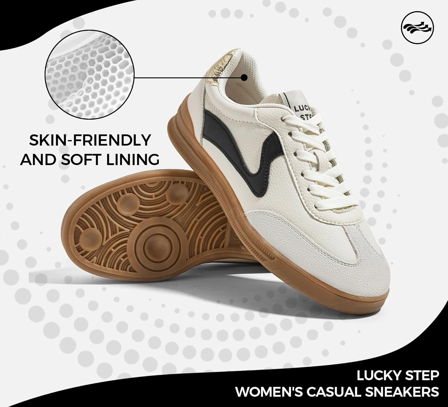 LUCKY STEP Women's Retro Fashion Sneakers Classic Cute Casual Trainers Trendy Footwear Lace up Tennis Walking Skate Shoes