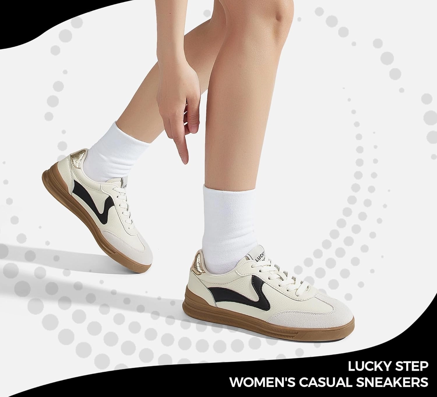 LUCKY STEP Women's Retro Fashion Sneakers Classic Cute Casual Trainers Trendy Footwear Lace up Tennis Walking Skate Shoes