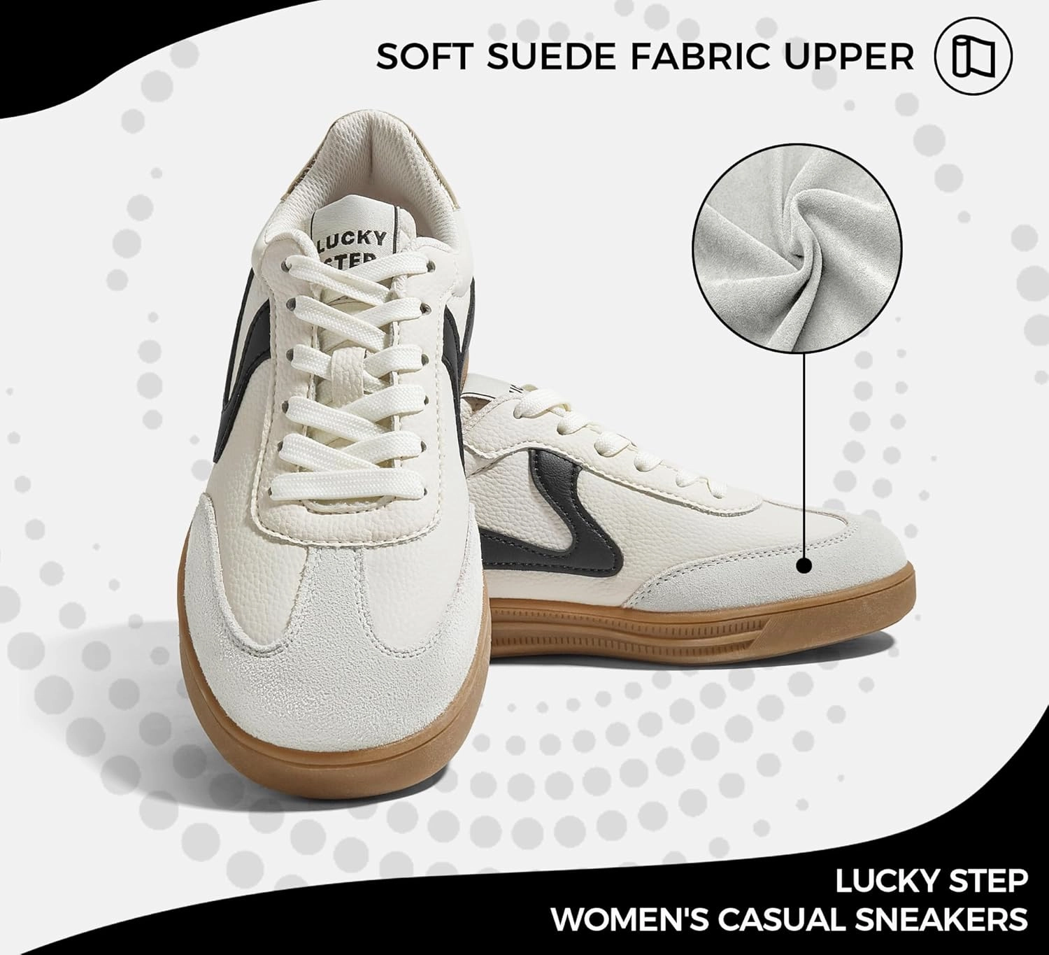 LUCKY STEP Women's Retro Fashion Sneakers Classic Cute Casual Trainers Trendy Footwear Lace up Tennis Walking Skate Shoes
