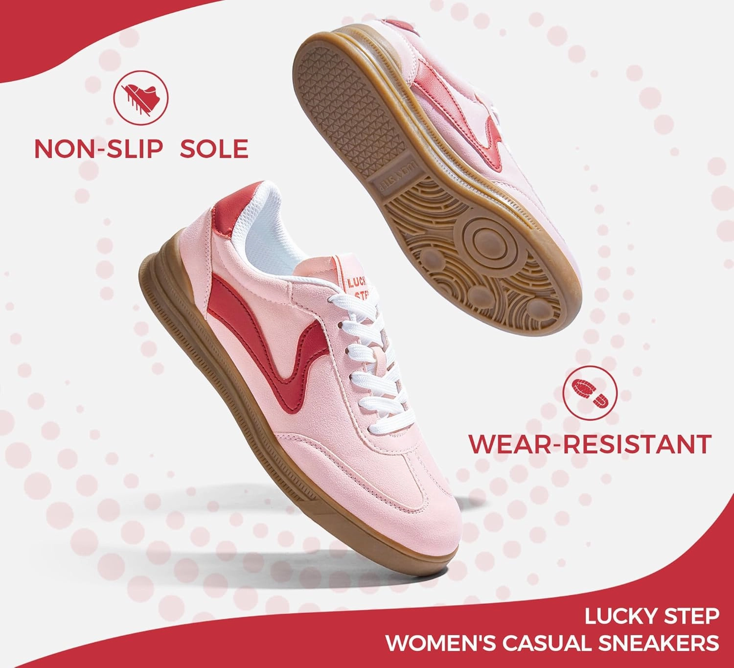LUCKY STEP Women's Retro Fashion Sneakers Classic Cute Casual Trainers Trendy Footwear Lace up Tennis Walking Skate Shoes
