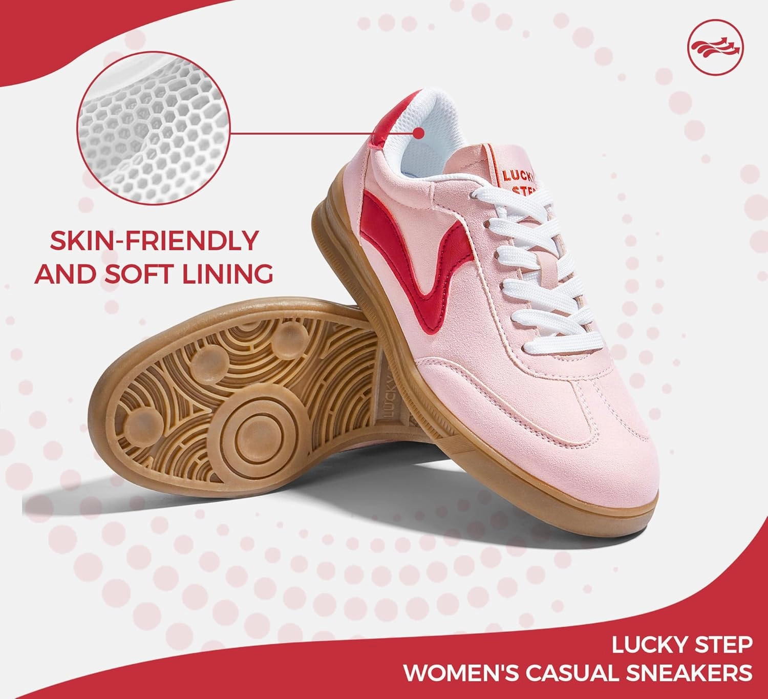 LUCKY STEP Women's Retro Fashion Sneakers Classic Cute Casual Trainers Trendy Footwear Lace up Tennis Walking Skate Shoes